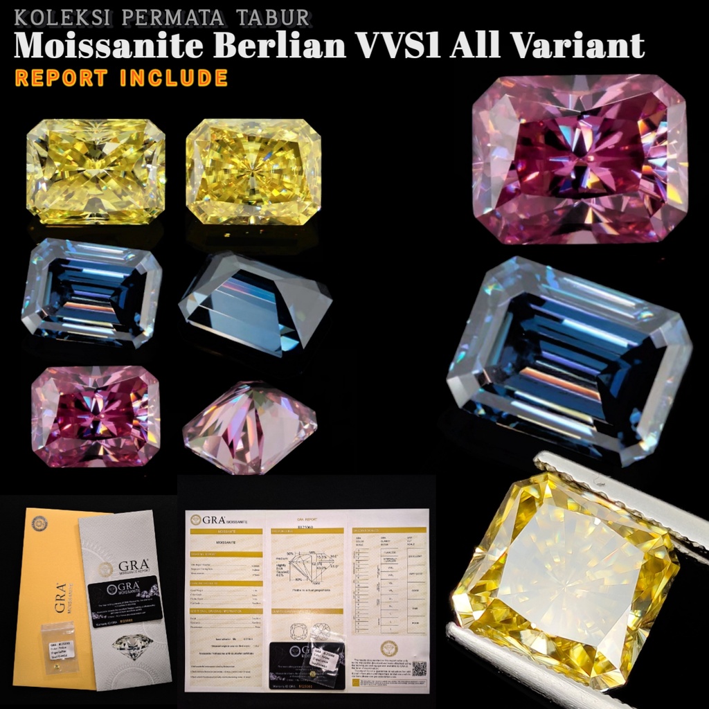 Batu Permata Berlian Moissanite GRA Sertificate VVS1 D