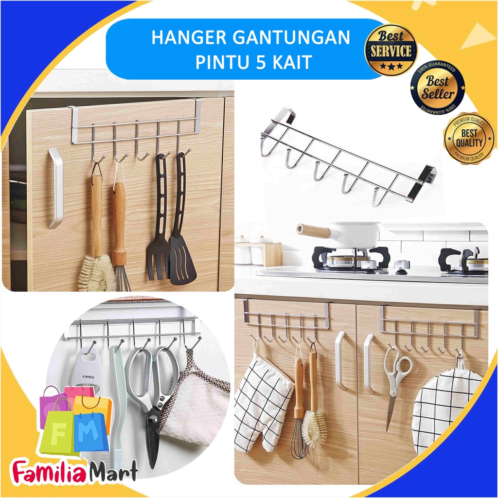 GANTUNGAN PINTU LEMARI 5 KAIT / HANGER LEMARI DAPUR SERBAGUNA / GANTUNGAN HOOK LEMARI