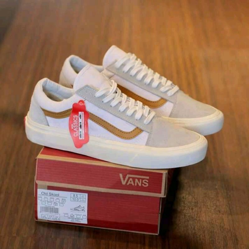 SEPATU SNEAKERS VANS OLDSKOOL PUTIH ABU GOLD SEKOLAH KERJA KULIAH PRIA WANITA COWOK CEWEK WHITE RED HANGOUT LIBURAN SANTAI KADO HADIAH BERKUALITAS TERJANGKAU TERMURAH