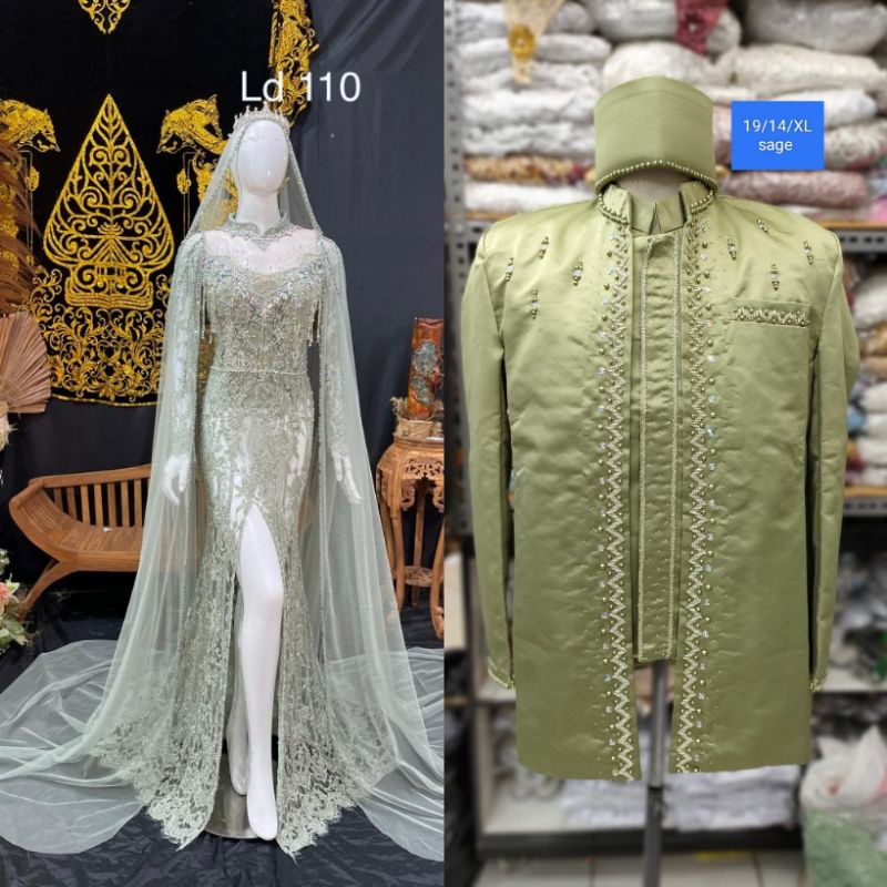 CAUPLE DRES KEBAYA CHANTYLI //CAUPLE PASANGAN KEBAYA AKAD MODREN /KEBAYA PASANGAN TERBARU// AKAD EKOR PREMIUN//BAJU PENGANTIN TERBARU|KEBAYA DRESS MODERN//KEBAYA MASA KINI