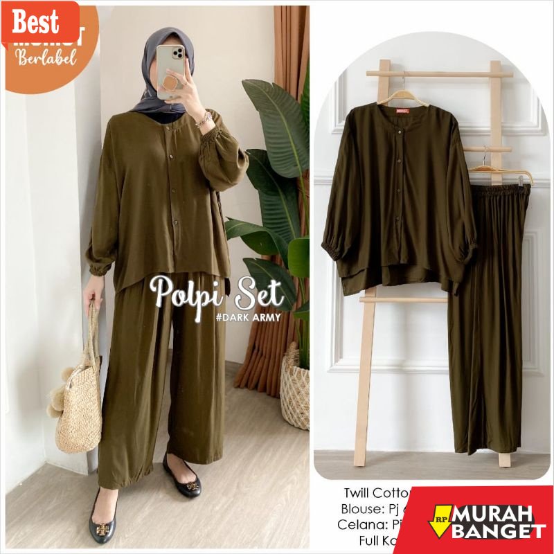 baju setelan wanita kekinian 2022 POLPI SET LD 130cm // SETELAN BAJU CELANA ORIGINAL BERLABEL // BY 