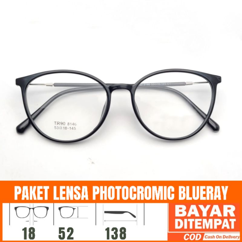 Frame Kacamata 8146 Lensa Antiradiasi Photocromic Blueray