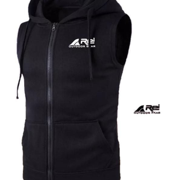 Rompi Pria Hoodie vest Rei outdor - Hitam, M