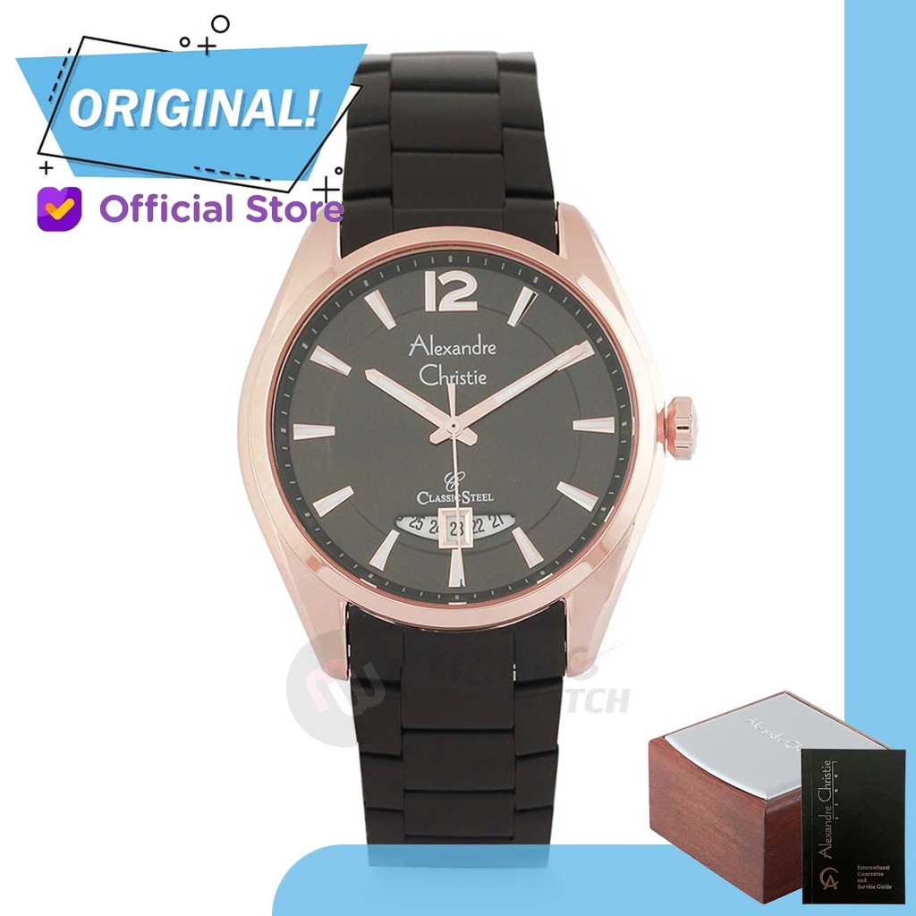 Jam Tangan Pria Analog Alexandre Christie 8679MD AC8679 AC 8679 MD 8679 MDBBRBA Original Garansi Res