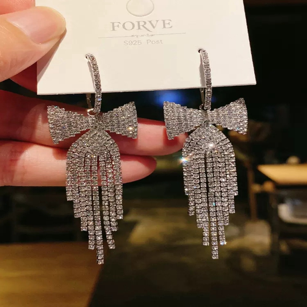 Anting Gantung Panjang Model Pita Rumbai Vintage Mewah Elegan Ala Korea Untuk Wanita