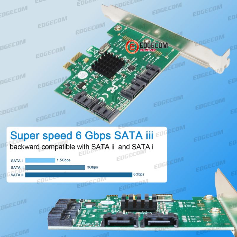 PCIE PCI EXPRESS SATA 3 4 Port High Speed 6Gbps With Low Profile