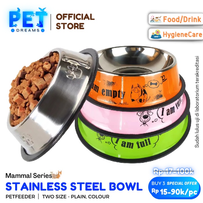 STAINLESS STEEL DOG AND CAT PET BOWL TEMPAT MAKAN MINUM ANJING KUCING