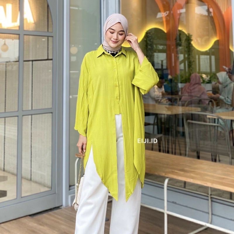 Rira Tunik Crinkle Airflow Blouse Fashion Atasan Wanita Kancing Aktif