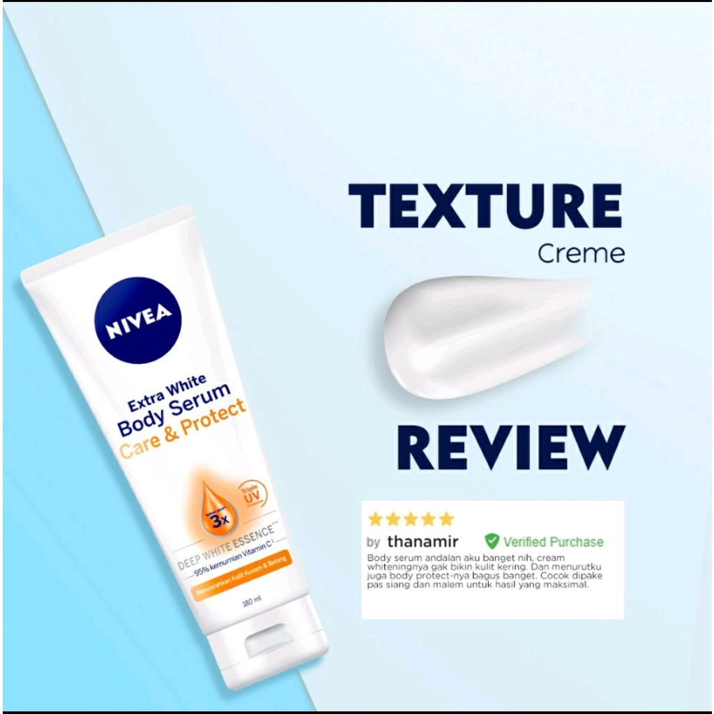 NIVEA Body Serum Extra White, Bright // Care &amp; Protect // Hijab Cooling // Super Vitamin 180ml