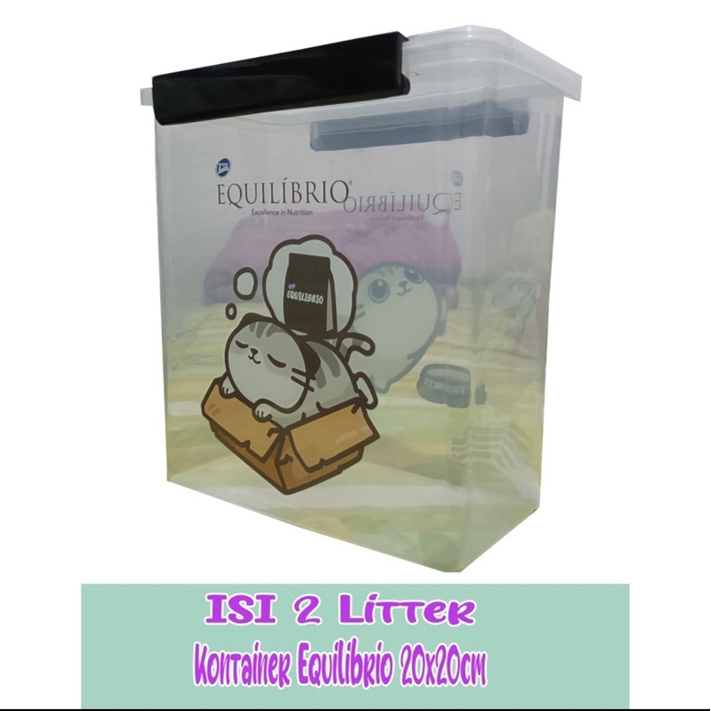 Container Equlibrio Ukuran 2 Kg Tempat Penyimpanan Makan Kucing Anjing Berbahan Plastik Merk Equilibrio Ukuran 2Kg