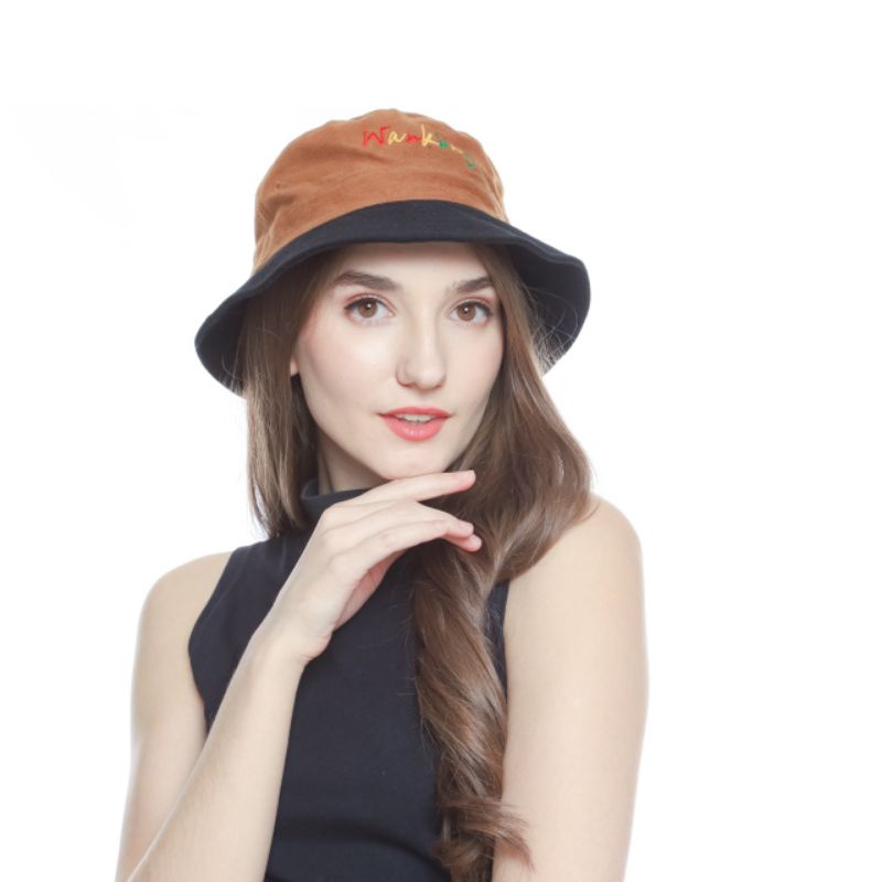 Topi Bucket Wankbay bucket hat Denim pria wanita