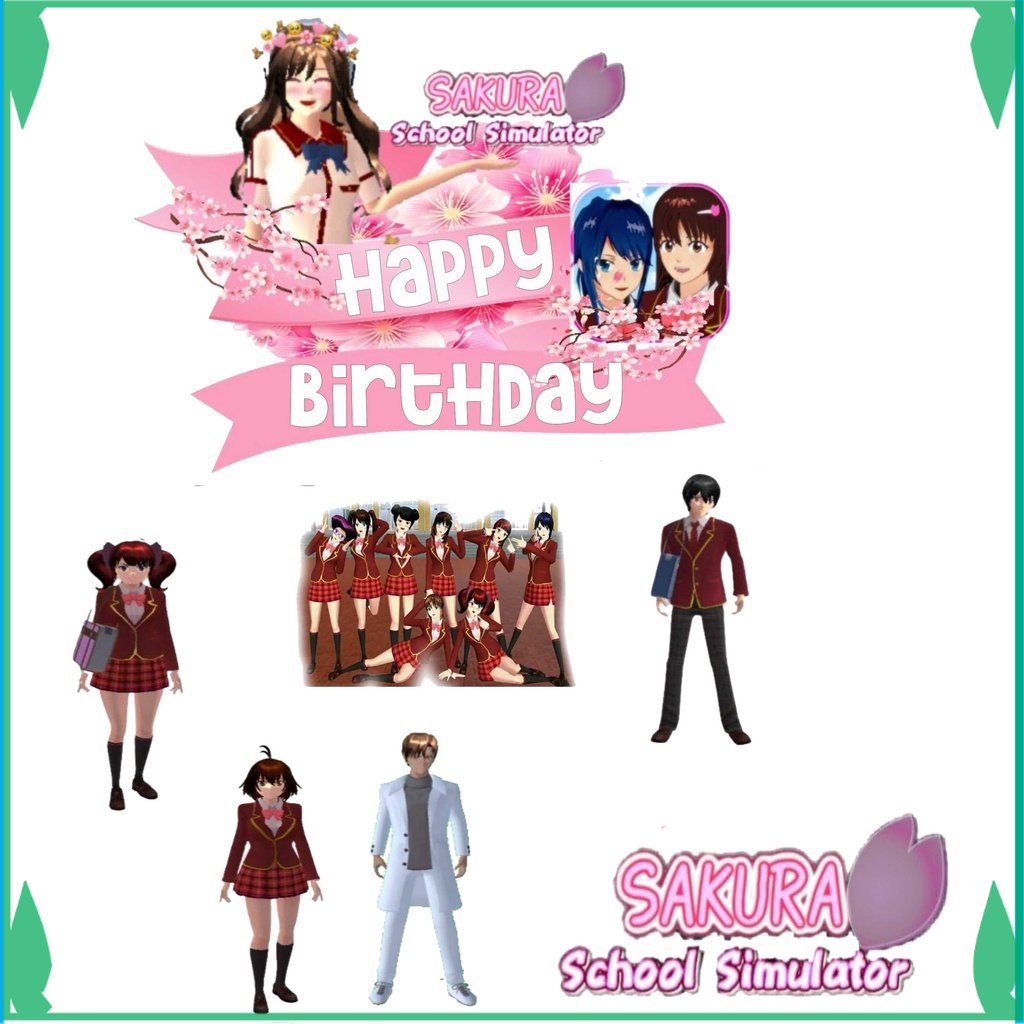 TOPER KUE TOPPER CAKE TOPPER ULANG TAHUN / HIASAN KUE SAKURA SCHOOL SIMULATOR FADHILSOUVENIR