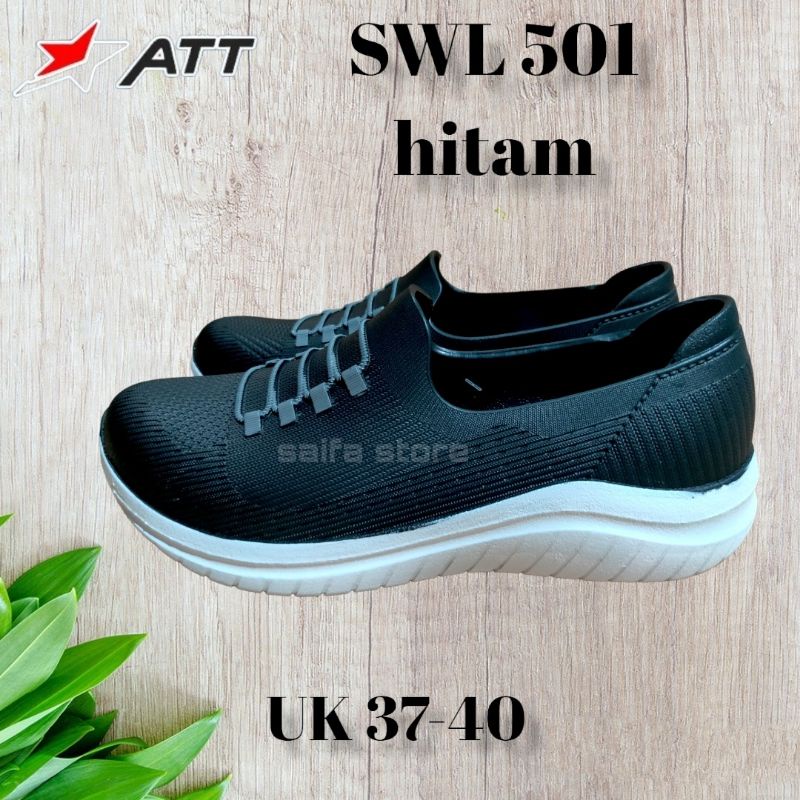 Sepatu Wanita Original ATT SWL 501 hitam polos Sepatu Wanita Murah Sepatu Karet Wanita Import