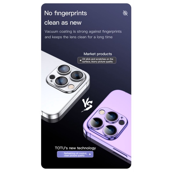 Pelindung Kamera iPhone 14 Pro/Max TOTU Tempered Glass Camera Full Protect