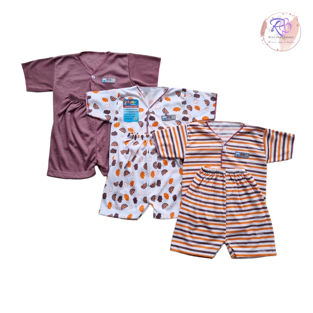 6 pcs / 3 stel baju bayi lengan pendek SNI variasi lengkap 3 stel baju bayi lengan pendek newborn 3 pcs baju bayi lengan pendek