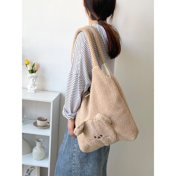 ZUTTO FUR TOTE BAG /  FLUFFY BAG TAS BULU JINJING WANITA / KOREA CUTE WINTER SLING BAG PREMIUM QUALITY