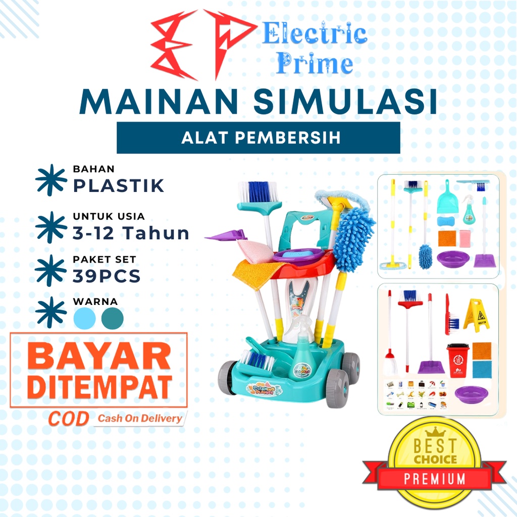 Mainan Simulasi Anak Alat Kebersihan Cleaning Tools Set Sapu Edukasi Ember Pel Lantai Service Simulation Toys Sikat Kemoceng