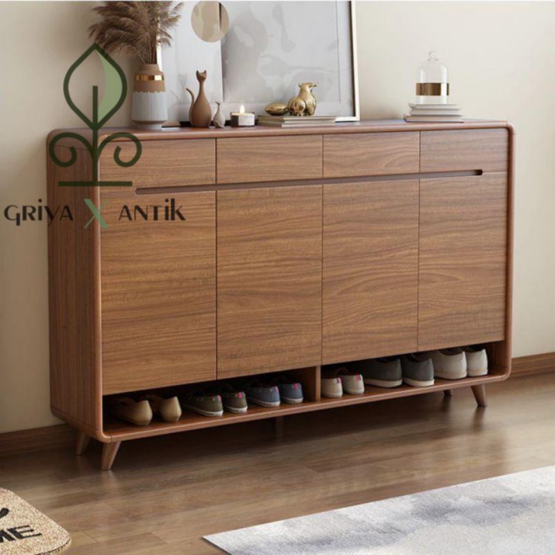 buffet sepatu jati minimalis modern lemari sepatu jati retro modern kabinet sepatu minimalis
