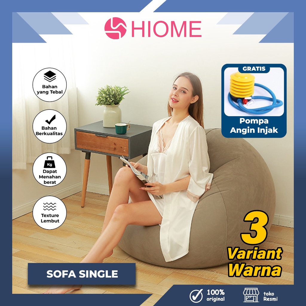 HIOME Sofa Single Angin Bean Bag / Kursi Santai Sofa Angin Empuk Bentuk Bulat Serbaguna