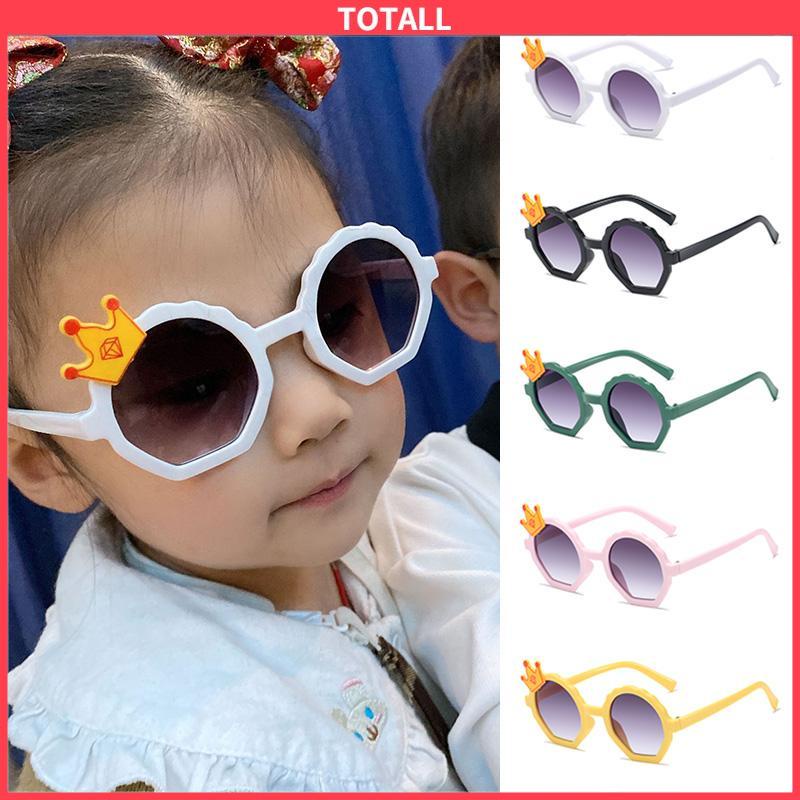 COD Kacamata Hitam Anak Kartun Bulat Crown Fashion Kacamata Untuk Anak-Anak-Totall