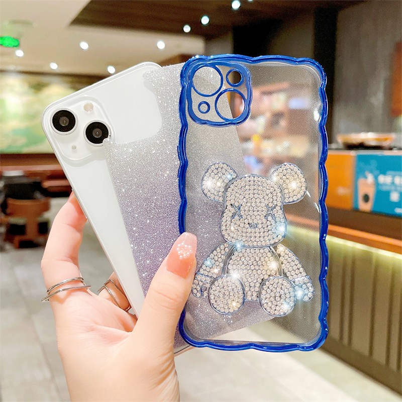 Case Desain Beruang 3D Glitter Untuk iPhone 13 12 11Pro Max X Xr Xs Max 8 7Plus