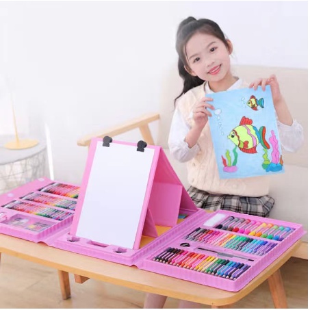 Crayon Anak 208 pcs Set Alat Menggambar Melukis Anak-anak Crayon Cat Air Pensil