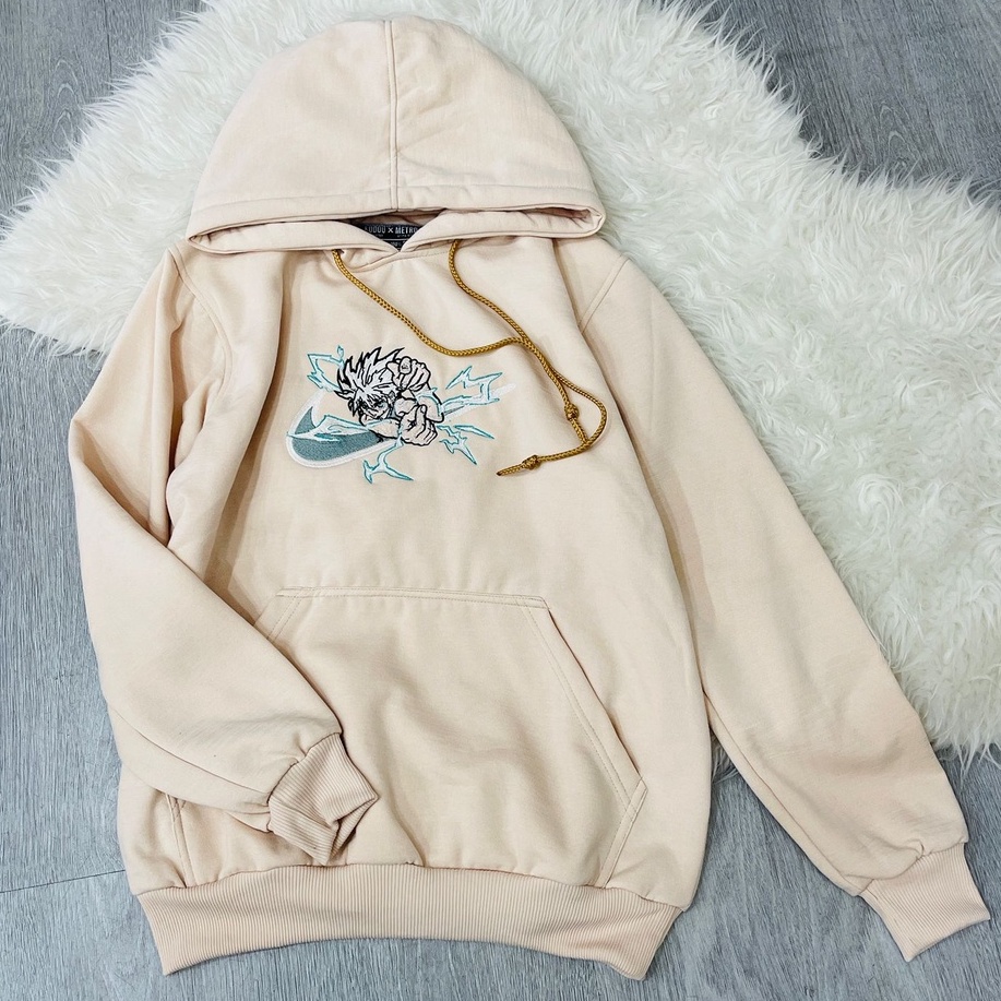 Hoodie Killua Lightning Cream Embroidery Character Anime Manga Hunter X Hunter HXH Premium Unisex