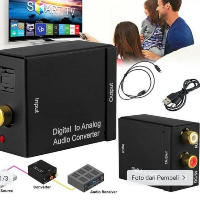 Paket kabel Optik Toslink + Conventer Optik Audio To RCA/Analog Audio