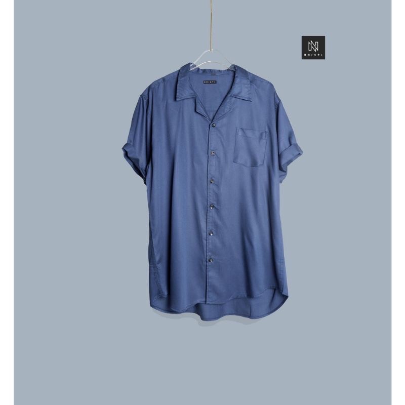 Kemeja Polos Pria Lengan Pendek Casual Kerah Piyama katun