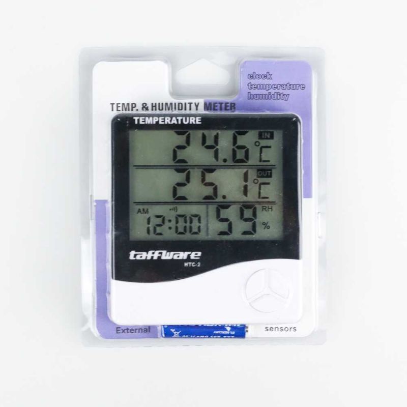 Taffware Digital Temperature Humidity Meter Clock Alarm Calender - HTC-2