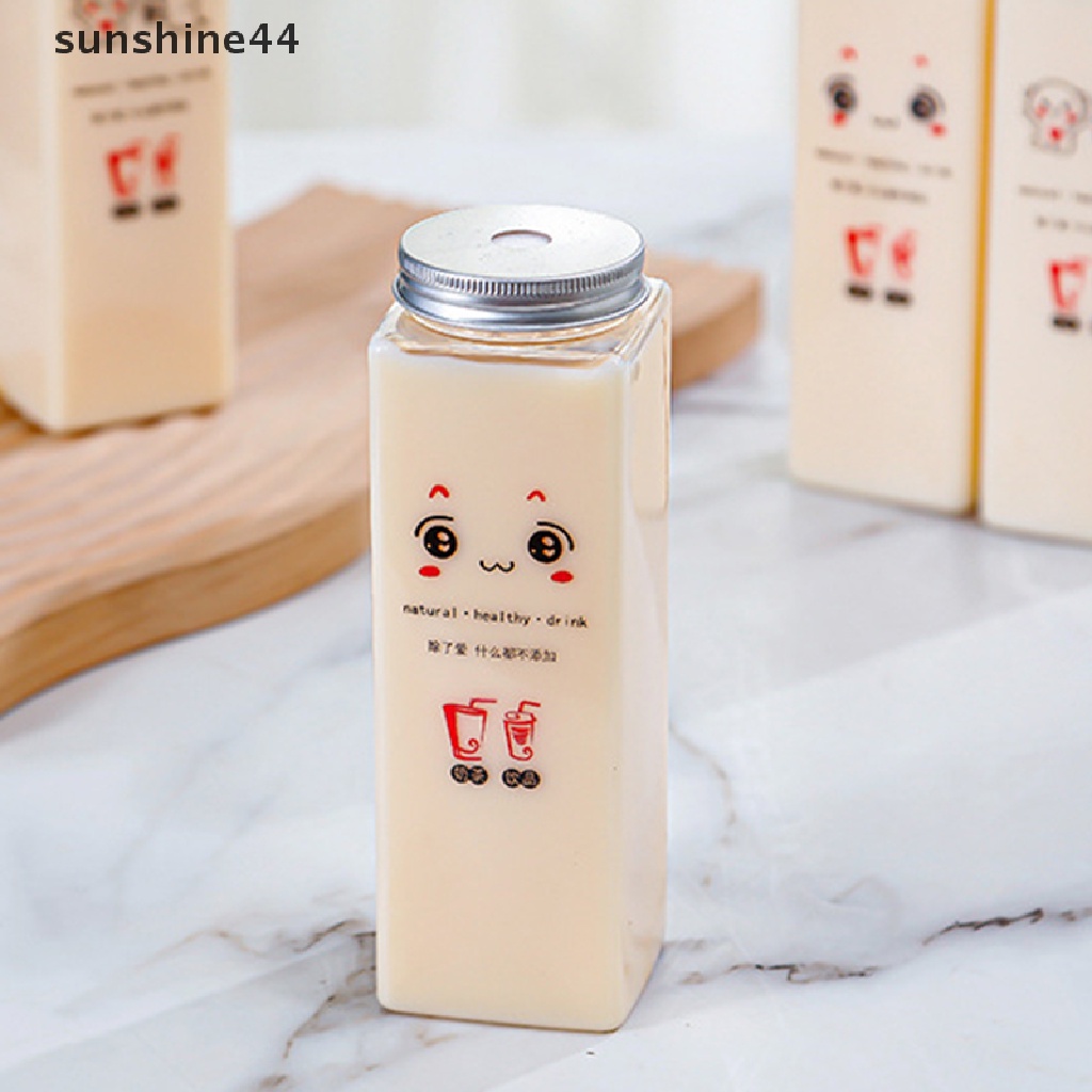 Sunshine Botol Minum Susu / Teh Sekali Pakai 500ml Motif Kartun Hewan Peliharaan