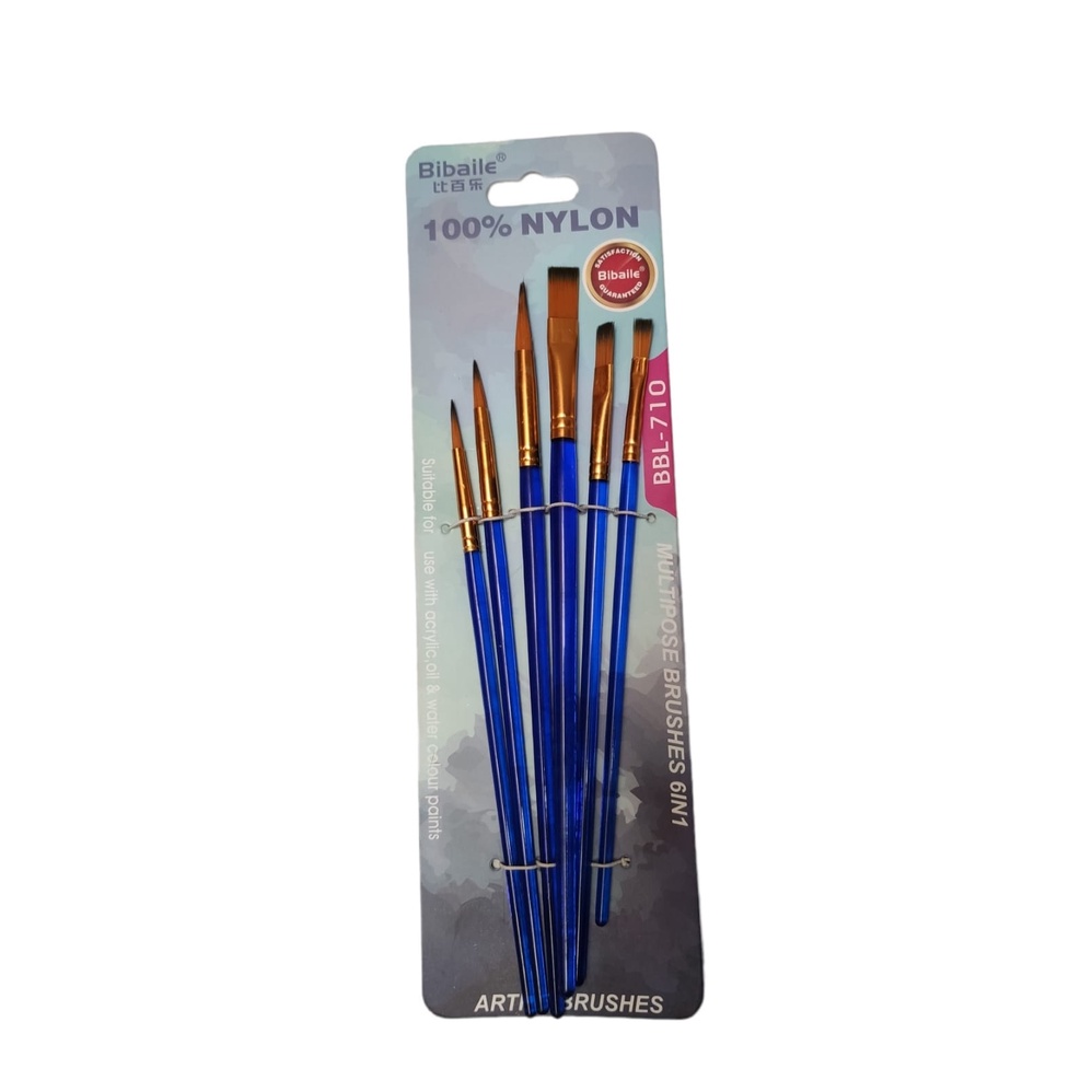 KUAS LUKIS SET 6 SERBAGUNA BULU HALUS UJUNG PIPIH LANCIP ALL PURPOSE BRUSH WATERCOLOR CAT AIR