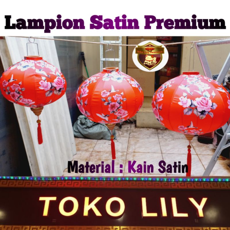 Lampion Kain Satin Premium / Lampion Jepang / Chinese Silk Lantern / Tenlung Imlek Saten / Lampion Imlek