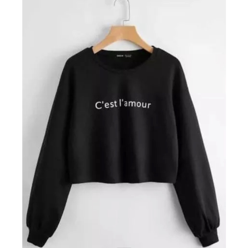 SWEATER CROPE C'EST I'AMOUR BAHAN FLEECE