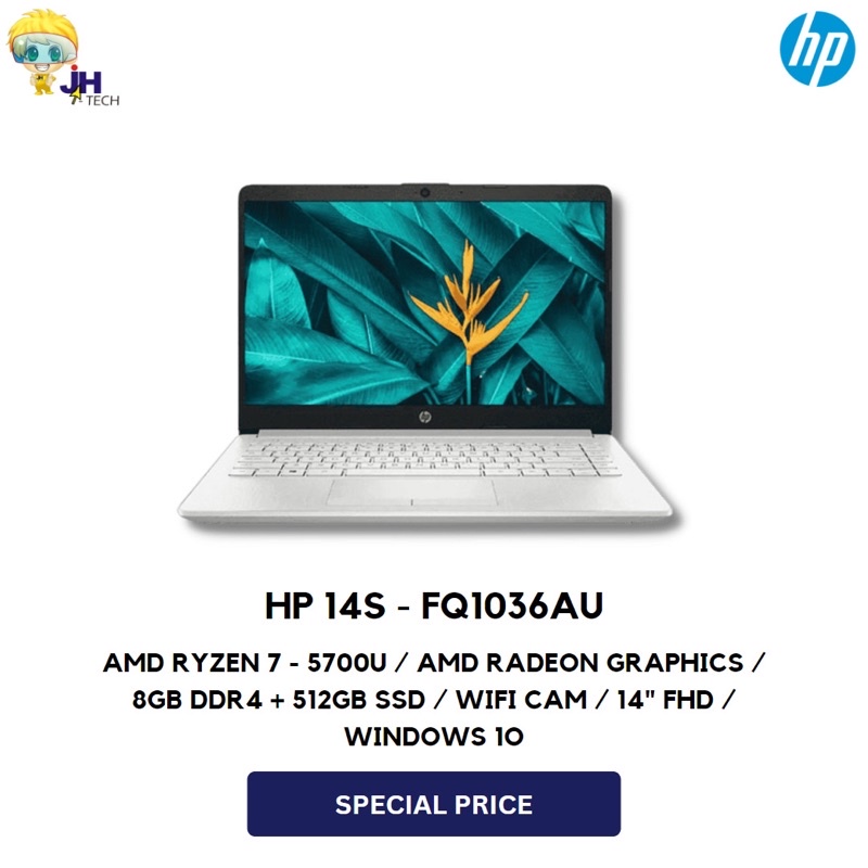 Laptop HP 14S-FQ1036AU Ryzen 7 5700U