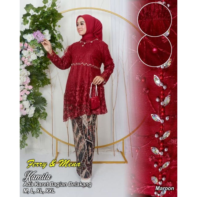 Permata Olshop / Setelan Tunik Kebaya Kamila Modern / Kebaya Wisuda Payet Mewah / Kebaya Modern / Kebaya Pesta / Kebaya Payet Ayu