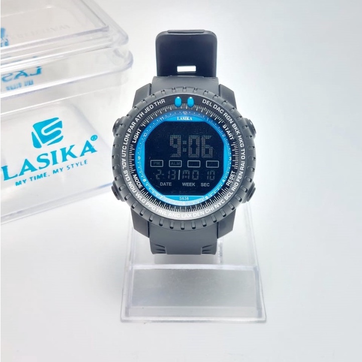 LASIKA Jam Tangan Digital Sport Strap Rubber Premium Type 638 Layar Hitam