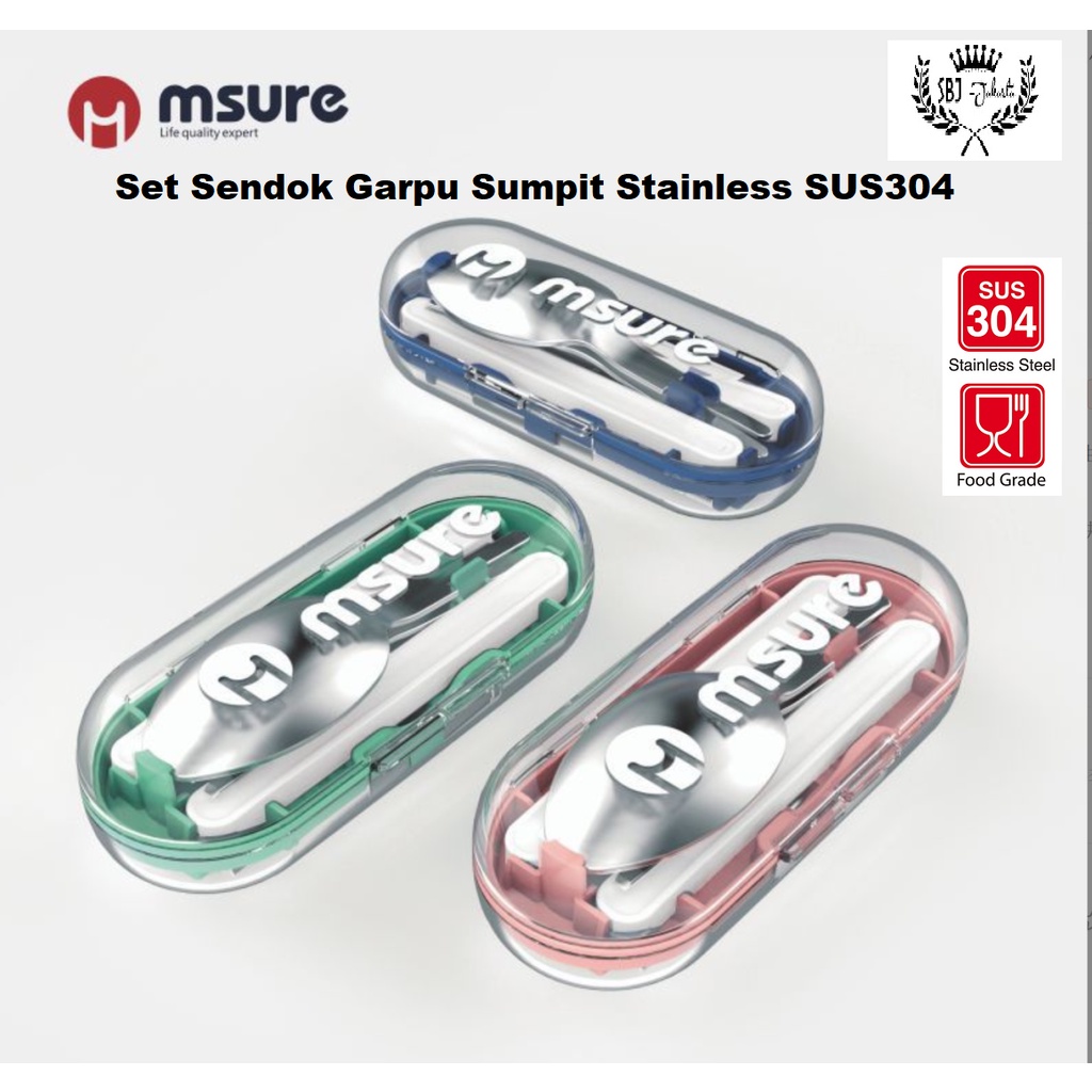 Set Alat makan Sendok Garpu Sumpit Msure Stainless SUS304 BPA Free untuk dewasa / anak