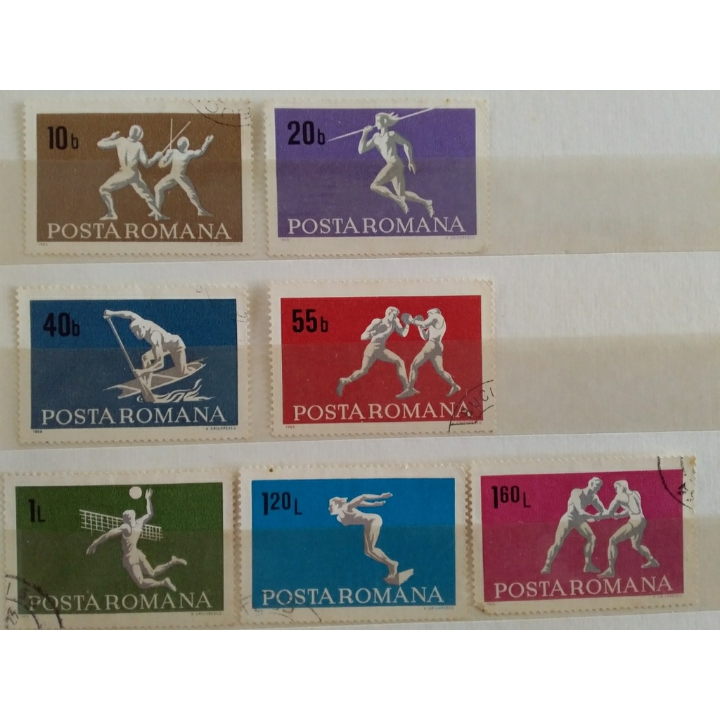 

prangko posta romana sport 7 lembar used