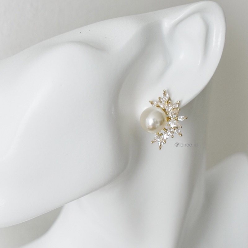 LERA | Wedding Collection - Gold Plated Zirconia Stud Earrings - Anting Tusuk Wanita Korea