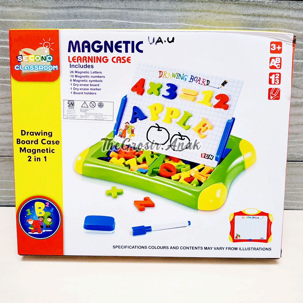 Drawing Board Case Magnetic 2in1 Mainan Edukasi Papan Tulis Spidol Huruf Angka Magnet