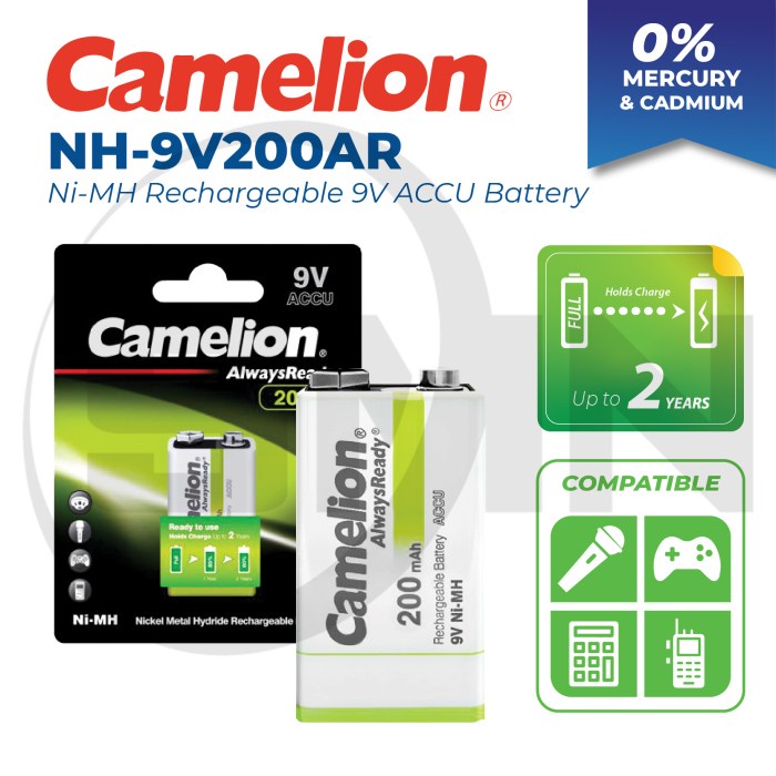 Camelion Battery Kotak 9V Rechargeable 200Mah