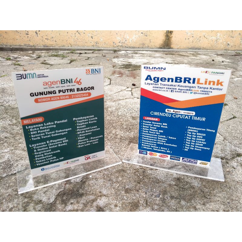 

PAPAN TERBARU INFO AKRILIK AGEN BNI AGEN BRILINK UKURAN 15X20