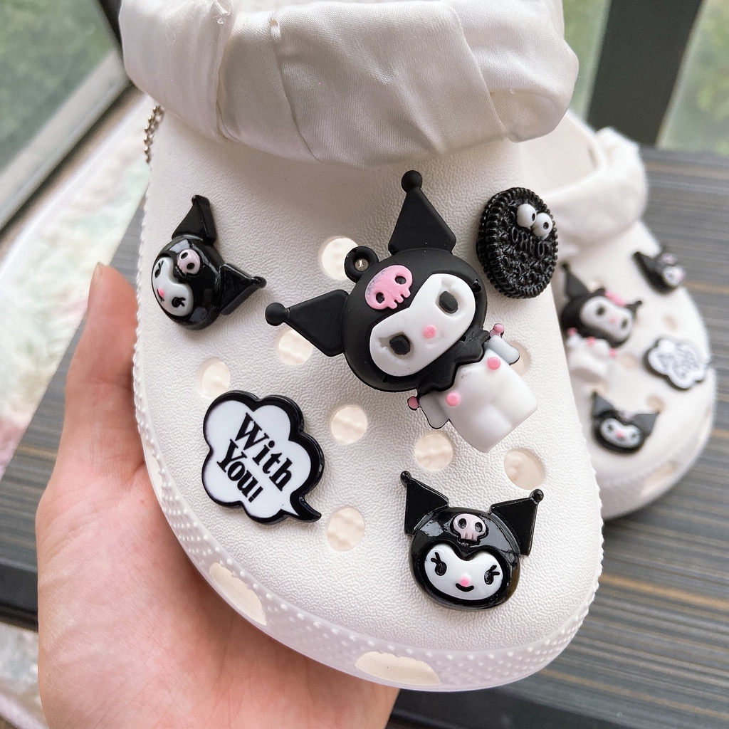 ❤️Kuromi❤️ 10pcs Liontin Sepatu Desain Kuromi Crocs Jibbitz | Jibbitz Gantungan Sepatu Bentuk Crocs