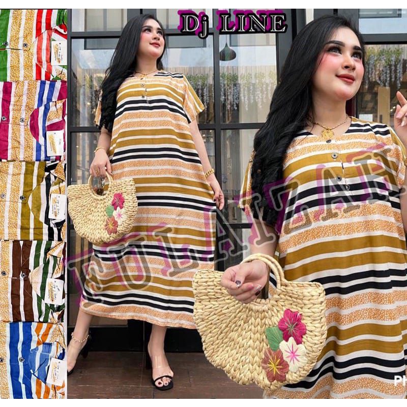 DASTER JUMBO BUSUI ECER MURAH KEKINIAN MOTIF LINE KANCING DEPAN LD 130-135 CM