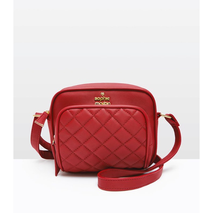 Tas Selempang Wanita Merah Murah Mewah Bahan Kulit Voleta Sling Maroon Original Sophie Martin Paris 