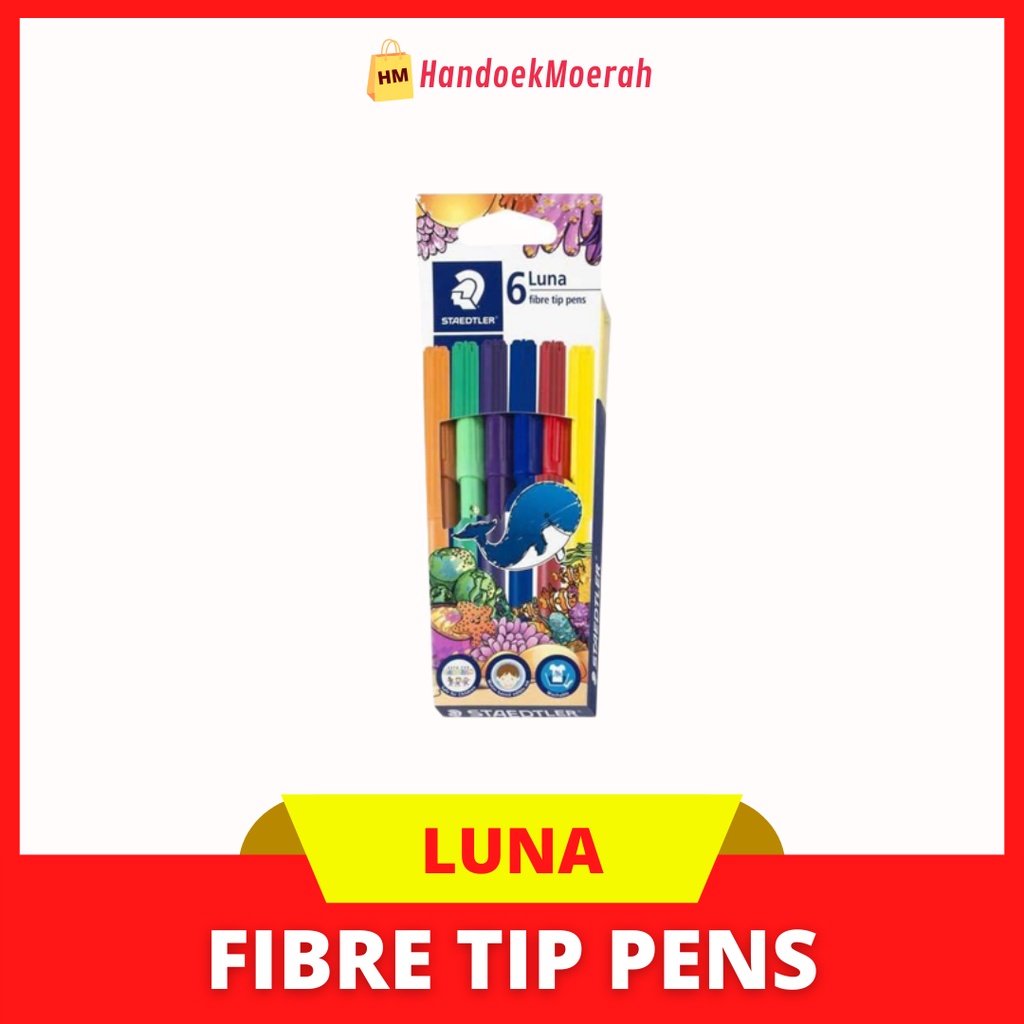 Staedtler Luna Fibre Tip Pens 6 Pcs In Wallet