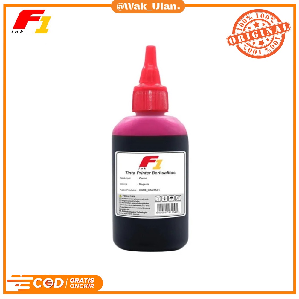 Tinta INK Refill Dye Base Canon F1 Magenta Merah 100ml Printer IP2770 MP237 MP258 MP287 MX397 G1000