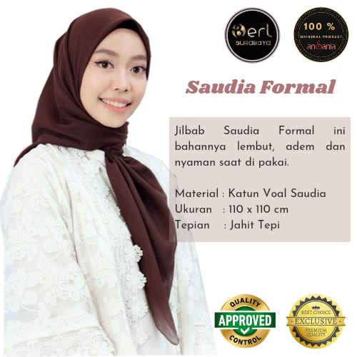 Jilbab Segiempat Saudia Formal Kerudung Segi Empat Polos Hijab Voal Ansania Tepi Jahit