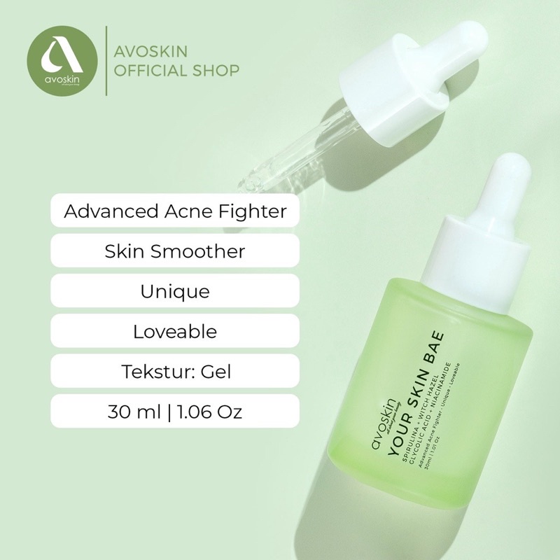 AVOSKIN Your Skin Bae Serum Spirulina + Witch Hazel + Glycolic Acid + Niacinamide (30 ml)